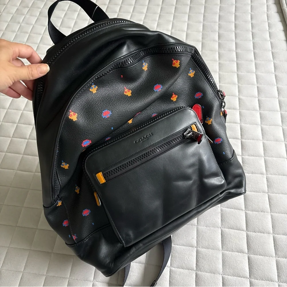 Coach x Atari Black Leather Backpack with Atari design - Picture 2 of 7